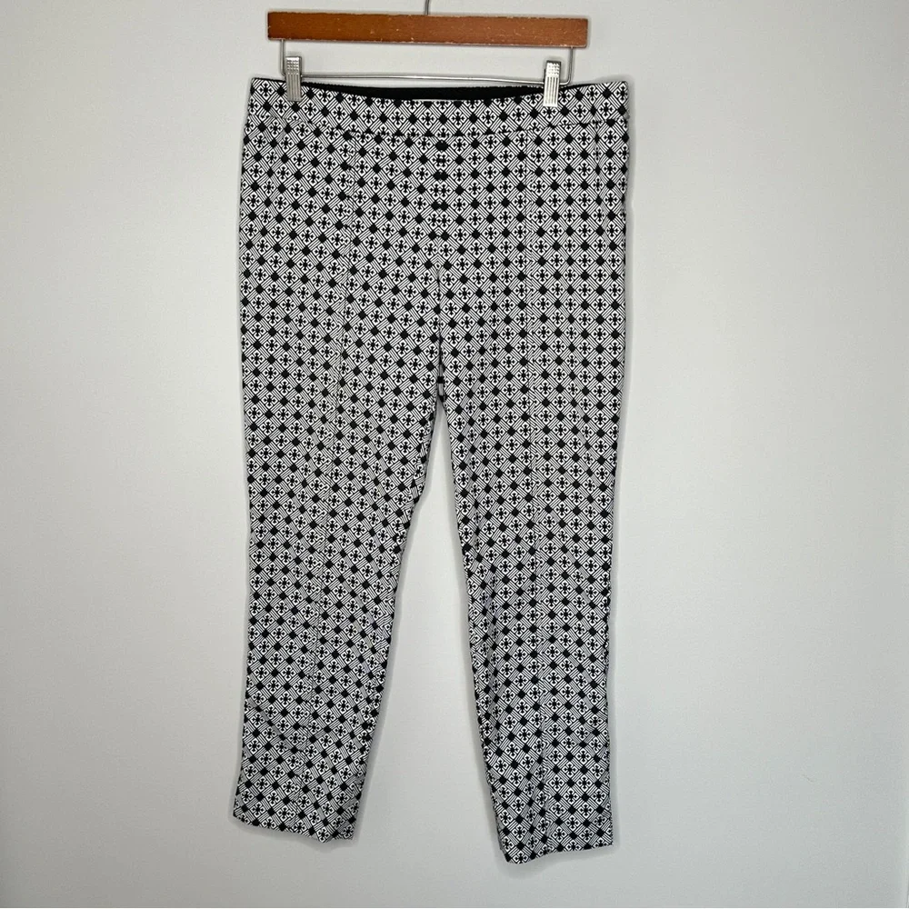 Tory Burch Heidi Jacquard Crop Pants Side Zip Workwear Office Business Size 10 - Picture 11 of 12
